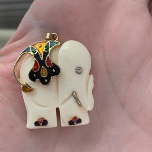 Vintage carved bone Elephant Pendant